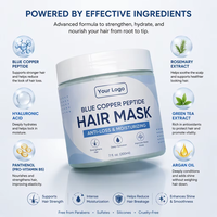 Krim Perawatan Rambut Private Label Blue Copper Peptide untuk Menutrisi Kulit Kepala, Menghaluskan Akar Rambut, Formula 2-IN-1, Masker Perbaikan Rambut