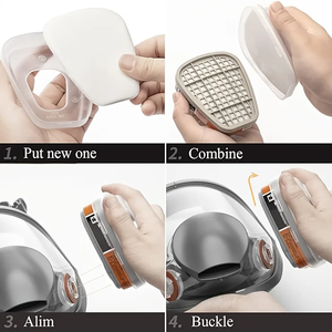 Respirador Industrial de Cara Completa con Filtro AB EK, Máscara Antigás y Antipolvo para Oxígeno CB RN - Product Image 6