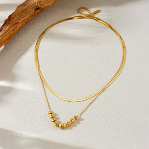 สร้อยคอโซ่ลายงูประดับลูกปัดชุบทอง ของขวัญเครื่องประดับแฟชั่น - Product Image 3