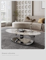 Style moderne luxe marbre ovale or noir grande table basse en acier inoxydable Design maison salon bas meubles uniques décor