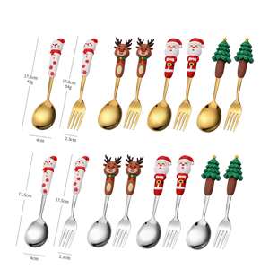 New Design Stainless Steel 2 Pcs <b>Fork</b> <b>Spoon</b> <b>Set</b> Gold Large Christmas Cartoon Gift Box <b>Set</b> - Product Image 2