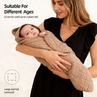 Couverture d'emmaillotage pour bébé à capuche en mousseline de coton 6 couches, ultra douce, respirante et hypoallergénique