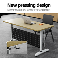 Escritorio de Oficina Minimalista y Resistente para Sala de Conferencias, Mesa Plegable Personalizada con Ruedas
