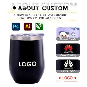 Gobelets isothermes en acier inoxydable avec logo personnalisé, 12 oz, verre à vin isotherme en acier inoxydable, tasse à café de voyage avec couvercle, gobelets à vin - Product Image 3