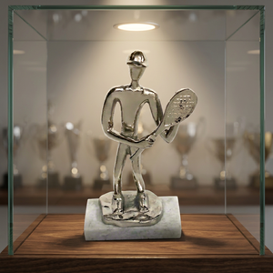 High Quality Jaffs Exports Modern Silver Aluminium Tennis Player <b>Figurative</b> Sculpture Handmade Eco-Friendly Artistic Decor for - Product Image 2