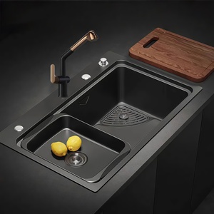 Fregadero de Cocina de Acero Inoxidable 304 con Patrón de Piedra Nano, Sistema de Cascada y Drenaje Automático, Hecho a Mano, de Gran Tamaño y un Solo Tazón - Product Image 1