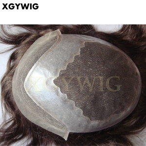 Frente de encaje pelo pre-desplumado rayita natural Libre de cabello humano remy 100% indio de los sistemas de los hombres pelucas - Product Image 2