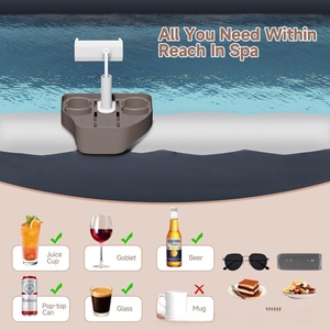 PROELIFE Plateau de service portable 3-en-1 en plastique pour piscine <span class=keywords><strong>gonflable</strong></span> extérieure, <span class=keywords><strong>spa</strong></span>, bain à remous, support de téléphone, 10-14 pouces, rangement domestique - Product Image 3