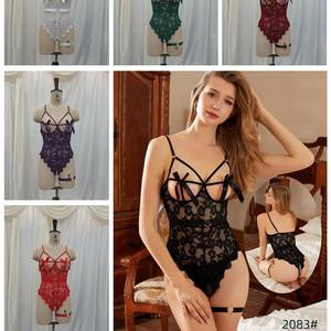Seksi Şeffaf İç Çamaşırı Gecelik Elbise Dantel Tek Parça Teddy Fiyonklu Çiçek Desenli Kinky İç Çamaşırı Bodysuit Açık Kasık Baştan Çıkarıcı Bodysuit - Product Image 2