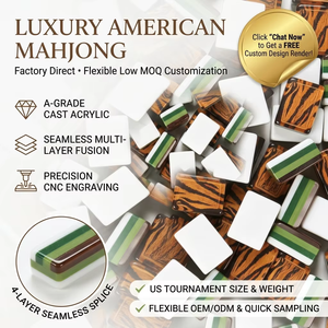Juego de Mahjong Americano de Acrílico de 4 Capas con 160 Fichas |   Diseño de Cristal Ligero |   Mariposa Azul con Rayas Verdes |   Envío Rápido OEM - Product Image 5