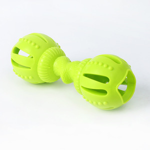 Juguetes de entrenamiento con forma de mancuerna para perros pequeños y medianos, de goma resistente a mordidas, con dispensador de comida, para masticar, aliviar el estrés y limpiar los dientes. - Product Image 3