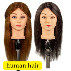 Tête de mannequin <span class=keywords><strong>professionnelle</strong></span> pour formation en salon, <span class=keywords><strong>cheveux</strong></span> mixtes, style lisse naturel, 50 cm, tête féminine, densité 200 %, <span class=keywords><strong>cheveux</strong></span> non-Remy pour la coupe de <span class=keywords><strong>cheveux</strong></span> - Product Image 5