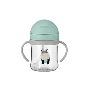 Botella de paja de agua potable escolar con animales de dibujos animados para niños sin BPA, Bola de gravedad, taza de bebé de paja con asa, botella de agua - Product Image 1