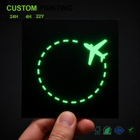 Autocollant néon personnalisé phosphorescent pour jet volant, cercle et carré lumineux, décalcomanie murale pour la décoration de bagages de voyage et de vacances, vente en gros