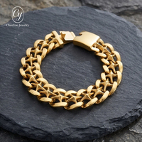Bracelet épais pour homme en acier inoxydable, 19 mm, maillons étoile croisée 3D, style motard, creux et lourd, bijoux de main, vente en gros