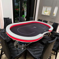 QINLONG Table de poker Texas de luxe pour 10 joueurs Lumières LED électroniques professionnelles Conception personnalisée en bois Mahjong Gambling