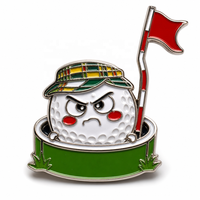 Broche personnalisée amusante en émail souple, motif visage en colère et casquette à carreaux, pour cadeau de golfeur, vente en gros, épinglette de chapeau