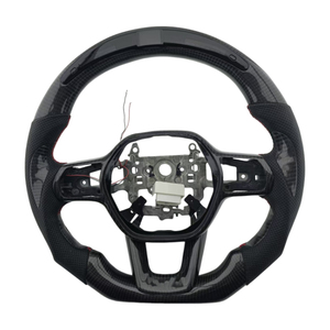 Volant de voiture en cuir perforé avec poignée en fibre de carbone et LED de haute qualité pour Honda Civic 11e génération - Product Image 1