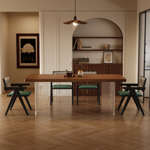 Vintage Style Solid Wood <b>Dining</b> <b>Table</b> And Chair Set <b>4</b> Piece Rectangular Ash Wood Floating Slab <b>Space</b> <b>Saving</b> <b>Dining</b> Room Set - Product Image 4