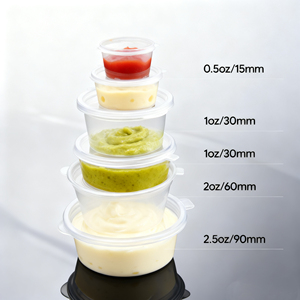 Dùng một lần PP phần <span class=keywords><strong>cup</strong></span> 2oz gia vị lưu trữ <span class=keywords><strong>Mini</strong></span> ly với bản lề có nắp đậy - Product Image 6