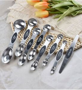 Hot Sale Double Sided 8 Pieces Stainless Steel Kitchen <b>Measuring</b> Tools Magnetic <b>Measuring</b> Cups and <b>Spoons</b> Set - Product Image 4