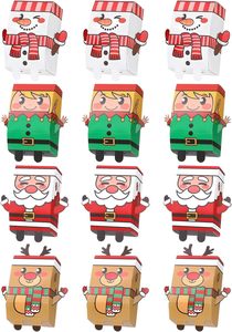 24 Cajas <span class=keywords><strong>de</strong></span> Regalo Navideñas con Diseño <span class=keywords><strong>de</strong></span> Papá Noel, Muñeco <span class=keywords><strong>de</strong></span> Nieve, Reno, Elfo, Alce, Cajas para Galletas y Dulces Navideños, Suministros <span class=keywords><strong>de</strong></span> Decoración para Fiestas Navideñas - Product Image 3