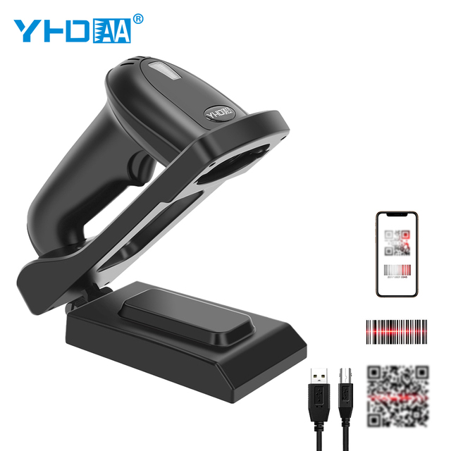 High Quality 2D CMOS Barcode Reader Scanner with Adjustable Stand, Support Paper & Screen Code Reading
