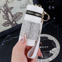 Dompet Koin Kulit Berkilau Sparkle Girls, Dompet Bling dengan Tempat Lip Gloss, Bahan PU untuk Penggunaan Sehari-hari