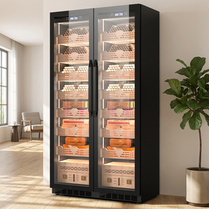 Ne-197-8 Ammonia Removal Two Glass Door Dual Zone 545l <b>Wall</b> <b>Mounted</b> Cigar <b>Cabinet</b> 4400 Cigar <b>Display</b> Humidity Fridge - Product Image 6