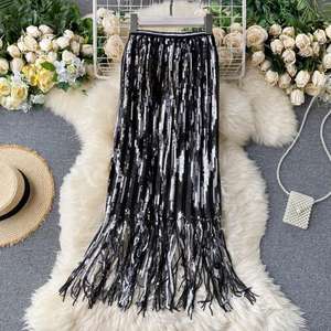 Commercio all'ingrosso di alta-vita alta sexy midi lungo butt-che abbraccia del pannello esterno bling <span class=keywords><strong>frange</strong></span> versatile delle donne gonne - Product Image 3