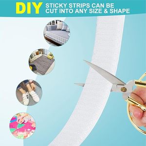 20mm x 5M両面粘着フックループテープナイロン素材ファスナーテープホームオフィスおよび工業用 - Product Image 4