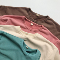 Estilo coreano Unisex niños Casual ropa básica sudaderas Color sólido francés Terry niños pequeños niños niñas pulóver Top