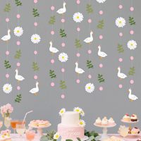 Hiasan Gantung Kertas Motif Angsa Pink, Bunga, Daun, dan Polkadot untuk Pesta Ulang Tahun, Pernikahan, Bridal Shower, Musim Semi, dan Musim Panas