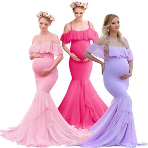 Abito <span class=keywords><strong>premaman</strong></span> floreale con cinturino Spaghetti da donna con volant DGPD-012 - Product Image 1