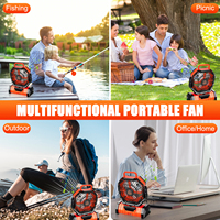 Ventilateur de camping rechargeable avec lanterne LED, ventilateurs oscillants à batterie 20000 mAh pour tente, pique-nique, barbecue, pêche, extérieur