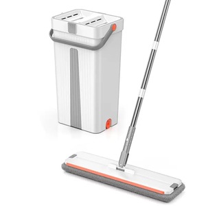Flat Mop Bucket With Microfiber Pad Dual Use Wet Dry Hands Free Cleaning For Household Floor Cleaning - Product Image 4