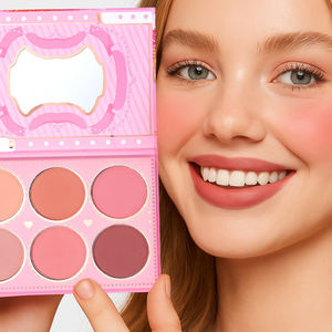 จานบลัชออน6สีสีชมพูรูปหัวใจของเด็กผู้หญิงกันน้ำเคลือบมุกหลากสีแต่งหน้านู้ดนักเรียนกรูมมิ่งธรรมชาติ - Product Image 5