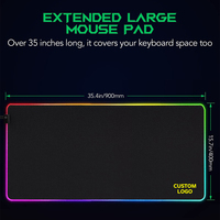 Alfombrillas de Ratón RGB para Juegos, Personalizadas, con 14 Luces, de Goma, Alfombrilla de Escritorio LED, Tapis de Souris, Mousepads RGB