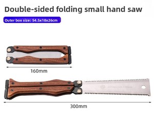 Scie manuelle pliante industrielle double face, type papillon, pour camping et usage domestique, petite scie à main avec manche en bois, lame de 140 mm pour le bricolage - Product Image 4