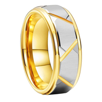 Bagues tendance Cheng Jeweler plaquées or rose, bague de fiançailles classique en carbure de tungstène de 8 mm avec design rainuré