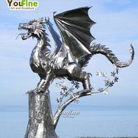 Sculpture de dragon en acier inoxydable poli à vendre
