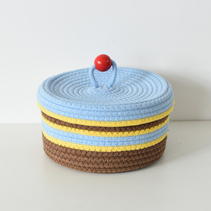 Factory Hot Sale Hand Woven Cotton Rope Baby Tote <b>Basket</b> Organizing Home Decoration <b>Storage</b> <b>Baskets</b> - Product Image 5