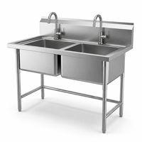 Évier de cuisine professionnel en acier inoxydable 304 201 de haute qualité à double bac