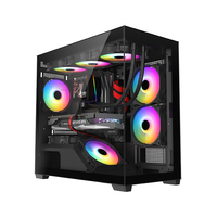 Caja de PC para Juegos Panorámica M-ATX, Vista Completa de 270 Grados, Vidrio Templado, Compatible con Refrigeración por Agua de 360 mm y GPU de 420 mm