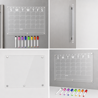 Tableau de planification mensuelle magnétique transparent personnalisé avec 8 marqueurs colorés pour réfrigérateur, maison, bureau, mur, calendrier en acrylique