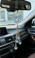 Desain Baru Bunga Gantungan Kaca Spion Berhiaskan Kristal Rhinestone Lotus Dekorasi Mobil Kreatif