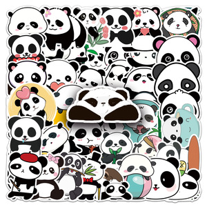 50 autocollants en PVC écologiques et imperméables pour enfants, motif <span class=keywords><strong>panda</strong></span>, dessin animé mignon, imprimés UV, pour skateboard DIY - Product Image 1