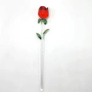 Penjualan Terbaik bunga kristal kaca berwarna mawar dekorasi pernikahan bunga Hari Valentine hadiah kekasih mawar kristal mawar