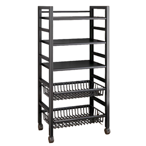 Carrello Porta Microonde in Metallo a 3/4/5 Ripiani con Cestelli Rimovibili, Ruote Bloccabili e Maniglia per Cucina, Soggiorno, Ufficio - Product Image 3