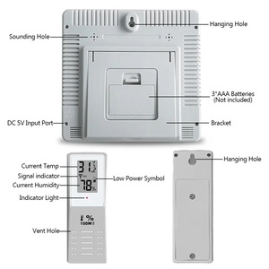 Thermomètre sans fil numérique électronique, thermohygromètre, écran LCD, température du congélateur, 3 capteurs, alarme sonore, intérieur extérieur - Product Image 3